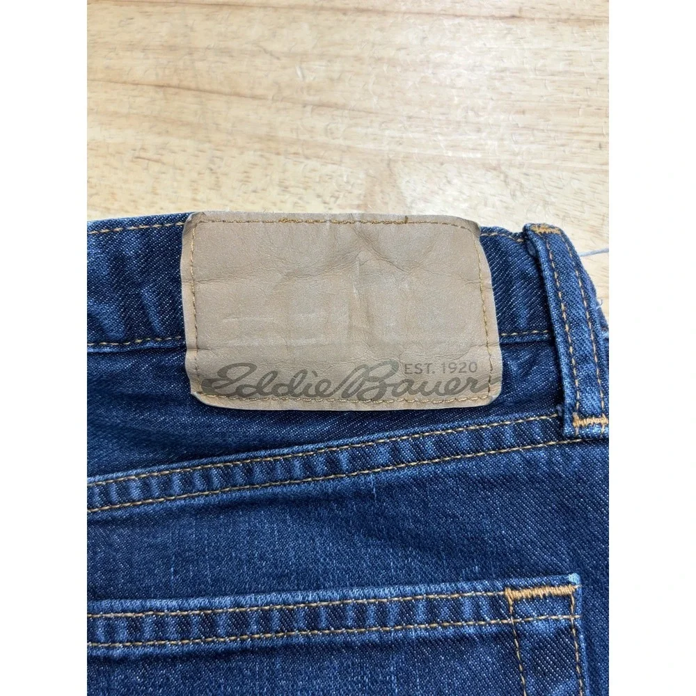 Mens Eddie Bauer Flannel Lined Jeans Size 35x32 Straight Blue Winter Warm Cotton